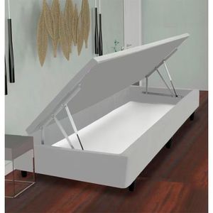Base Box Para Colchão De Solteiro Mga Lift Cotton Com Baú E Pistão à Gás - 39x88x188cm Cinza