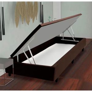 Base Box Para Colchão De Solteiro Mga Lift Cotton Com Baú E Pistão à Gás - 39x88x188cm Marrom