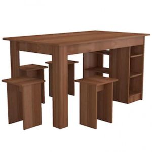 Mesa Multi Com 4 Bancos Nicho E Prateleira Nova Móbile Montana