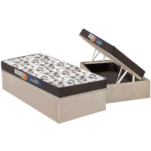 Cama Box Baú Solteiro: Colchão Espuma Polar D28 - Ep Orthoface Class + Base Crc Suede Clean(88x188)