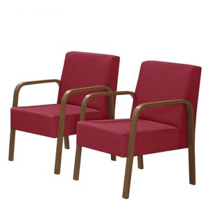 Kit 2 Poltronas Decorativas 1 Lugar Jade Braço Madeira Suede