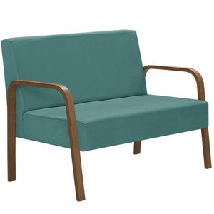 Poltrona 2 Lugares Luna Braço Madeira Suede