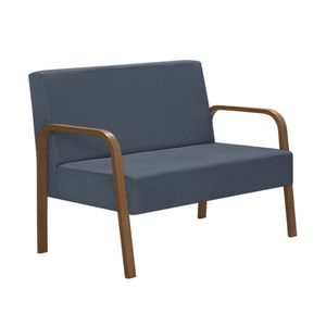 Poltrona 2 Lugares Luna Braço Madeira Suede