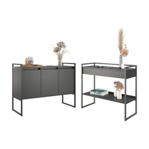 Conjunto Buffet E Aparador Industrial - Preto Preto