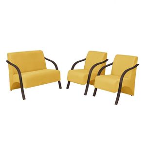 ConjPoltronas 1 Dois Lugares 2 Um Lugar Braços Em Madeira 1 Namoradeira 2 De Um Lugar Suede