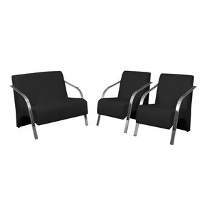 Conj 2 Poltronas De 1 Lugar E 1 De 2 Lugares Braço Alumínio Tecido Sintético (courino)