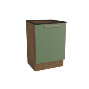 Balcão Cozinha P-cooktop Botanic M629 Top 1 Porta C-tampo 60cm Nogueira-oliva-preto Brilho - Kappesberg