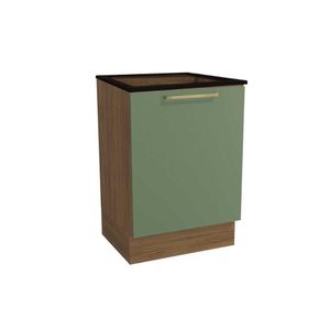 Balcão Cozinha P-cooktop Botanic M629 Top 1 Porta C-tampo 60cm Nogueira-oliva-preto - Kappesberg