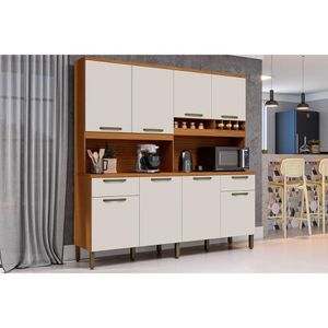 Cozinha Completa Cabernet Prime 8 Portas E 2 Gavetas 73cm Amendoa-off White - Ronipa