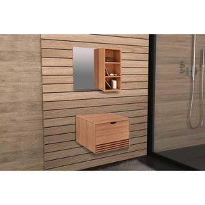 Kit De Banheiro Armário Bn3609 E Balcão Suspenso Bn3613 Pia 60cm Amêndoa Tecno Mobili