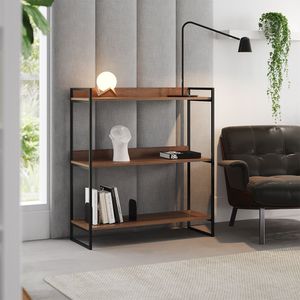 Prateleira Multiuso Industrial Córdoba 95cm Preto E Carvalho - Cor: Marrom