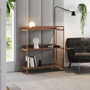 Buffet Aparador Industrial 3 Prateleiras Córdoba 95cm Cobre E Carvalho - Cor: Marrom