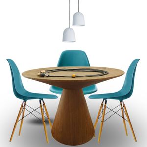 Mesa De Jantar Eclipse Cone Redonda 90cm Em Freijo
