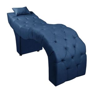 Maca Estofada Para Clínica De Estética Facial Com Capitonê Andressa Veludo Speciale Home Azul