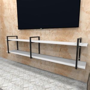 Rack Aparador Suspenso Prateleira Industrial Branco Estante Nicho Industrial Estante Nicho