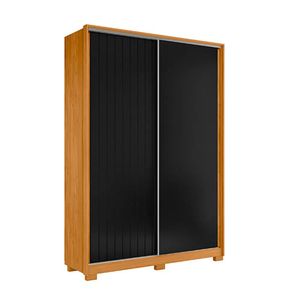 Guarda Roupa Frizatto Com 2 Porta De Correr E 3 Gavetas Sem Espelho Em Carvalho Com Preto Star Confort Carvalho Com Preto