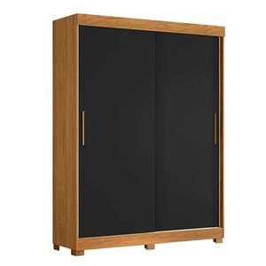Guarda Roupa Spin Com 2 Portas E 2 Gavetas Sem Espelho Em Preto Com Carvalho Star Confort Preto Com Carvalho