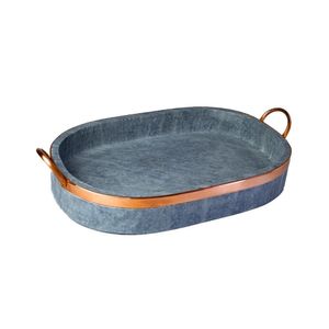Travessa Oval Servir Porção Alça Cobre Pedra Sabão 20x13cm