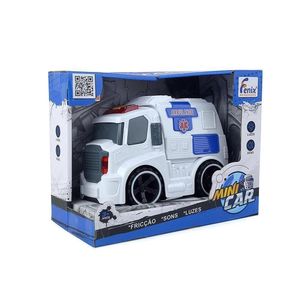 Brinquedo Carrinho Mini Car Com Fricção Som E Luz Fenix Brinquedos Cor:branco Ambulancia