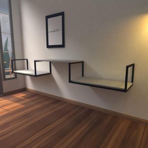 Aparador Industrial Cinza Moderno Cantinho Café Escritorio Simples Bancada Suspensa
