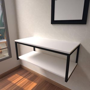 Aparador Industrial Branco Off White Moderno Cantinho Café Escritorio Simples Bancada Suspensa
