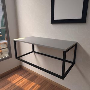 Aparador Industrial Cinza Moderno Cantinho Café Escritorio Simples Bancada Suspensa