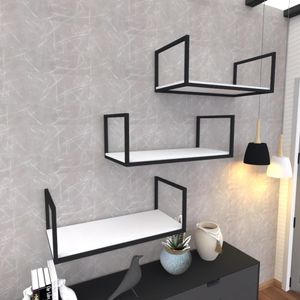 Kit 3 Prateleira Industrial Suspensa Parede Nicho Branco Cozinha Escritorio Sala Quarto Infantil
