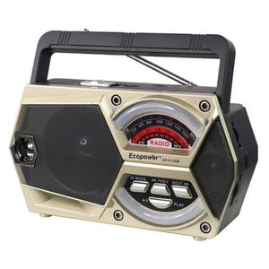 Radio Portatil Ecopower Ep-f106b - Usb/ Sd/ Aux - Am/ Fm/ Sw - Recarregavel - Preto E Prata