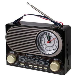 Radio Portatil Ecopower Ep-f38b - Usb/ Sd/ Aux - Am/ Fm/ Sw - Recarregavel - Preto