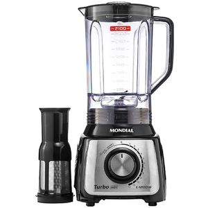 Liquidificador Mondial L-1200 Bi Turbo 1.200 Watts 12 Velocidades + Pulsar 220v ~ 50/60 Hz - Preto/prata