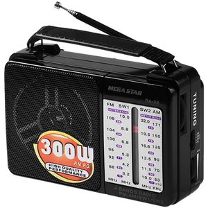 Radio Portatil Am/fm/sw Megastar Ra-38 300 Watts P.m.p.o Bivolt - Preto