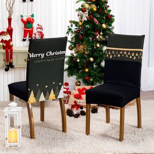 Kit De Capas De Cadeira Jantar Estampadas Ano Novo Ajustável Com Elástico 04 Peças Cor árvore Preto