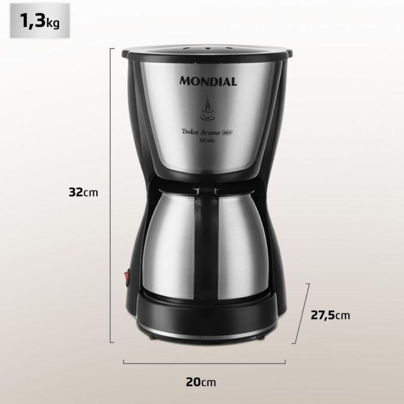 Cafeteira Elétrica Mondial C-43 20 Xícaras Sl Preta/Inox 220V