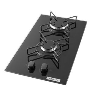 Cooktop a Gás Soft Built 2 Bocas Vidro Preto Bivolt