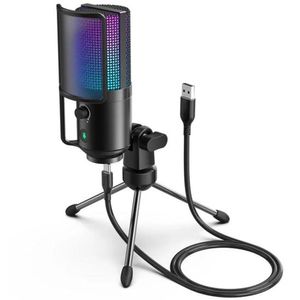 Microfone Com Fio Fifine K669pro3 - Usb/ Type-c - Condensador Cardioide - Rgb - Preto