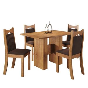 Conjunto De Jantar Mesa Retangular Shake Com 4 Cadeiras Dalas Mel/bombom