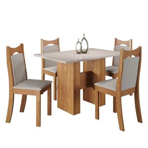 Conjunto De Jantar Mesa Retangular Shake Com 4 Cadeiras Dalas Mel/blonde/marfim