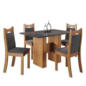 Conjunto De Jantar Mesa Retangular Shake Com 4 Cadeiras Dalas Mel/cinza Brilho/grafite