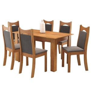 Conjunto De Jantar Mesa Retangular Timbo Com 6 Cadeiras Dalas Mel/grafite