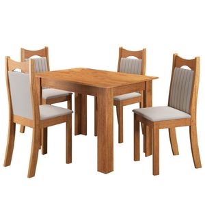 Mesa De Jantar Retangular Canela Com 4 Cadeiras Dalas Mel/marfim
