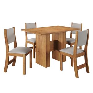 Conjunto De Jantar Jazz Mesa Retangular Com 4 Cadeiras Sol Mel/marfim