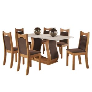 Mesa De Jantar Retangular Buenos Aires Com 6 Cadeiras Dalas Mel/blonde/bombom