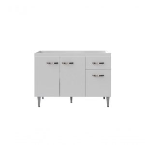 Balcão Gabinete Para Pia Gabriela Sem Tampo 120cm 3 Portas 1 Gaveta Branco