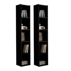 Estante Livreiro Com Prateleiras Janaína Kit 2 Unid Preto