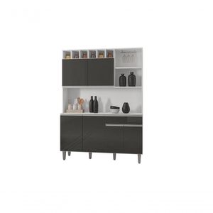 Kit Cozinha Compacta Alice 130cm C-6 Portas 1 Gaveta Cinza Claro