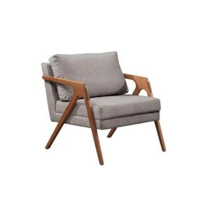 Poltrona Mona Luxo Decorativa Pés De Madeira Maciça Cinza Claro