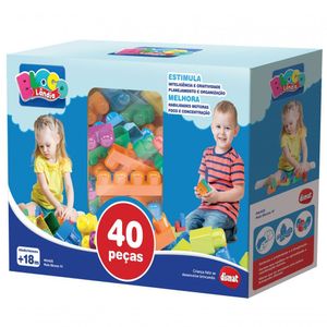 Brinquedo Pedagogico Blocos Montar 40 Peças Dismat Mk405