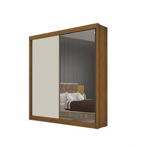 Guarda-roupa São Paulo 2 Portas De Correr Com 1 Espelho 1,86m Freijo Com Off White