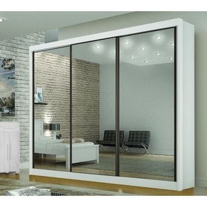 Guarda-roupa São Paulo 3 Portas De Correr Com 3 Espelho 2,76m Branco