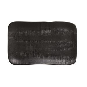 Travessa Retângular Em Cerâmica Juta Preto Matte 27x16cm Porto Brasil